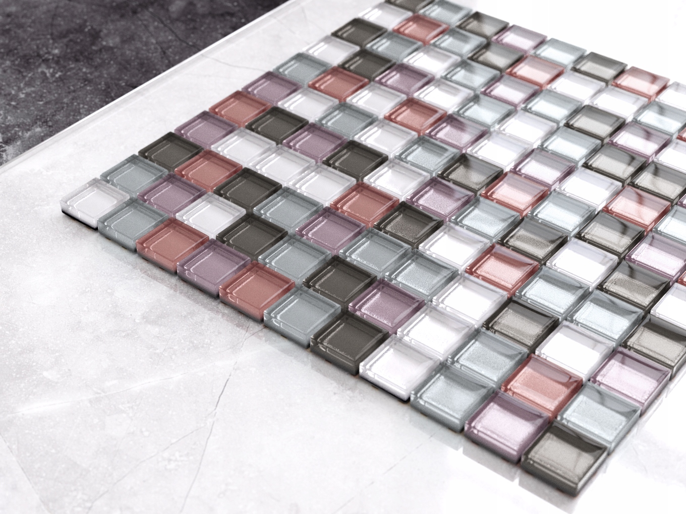 MOZAIKA SZKLANA RÓŻOWA PRALINE PREMIUM FLAMINGO Typ mozaika