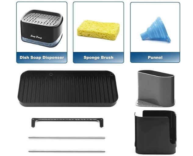 DOZOWNIK PŁYNU DO MYCIA NACZYŃ ORGANIZER GĄBKA LEJEK Marka bez marki