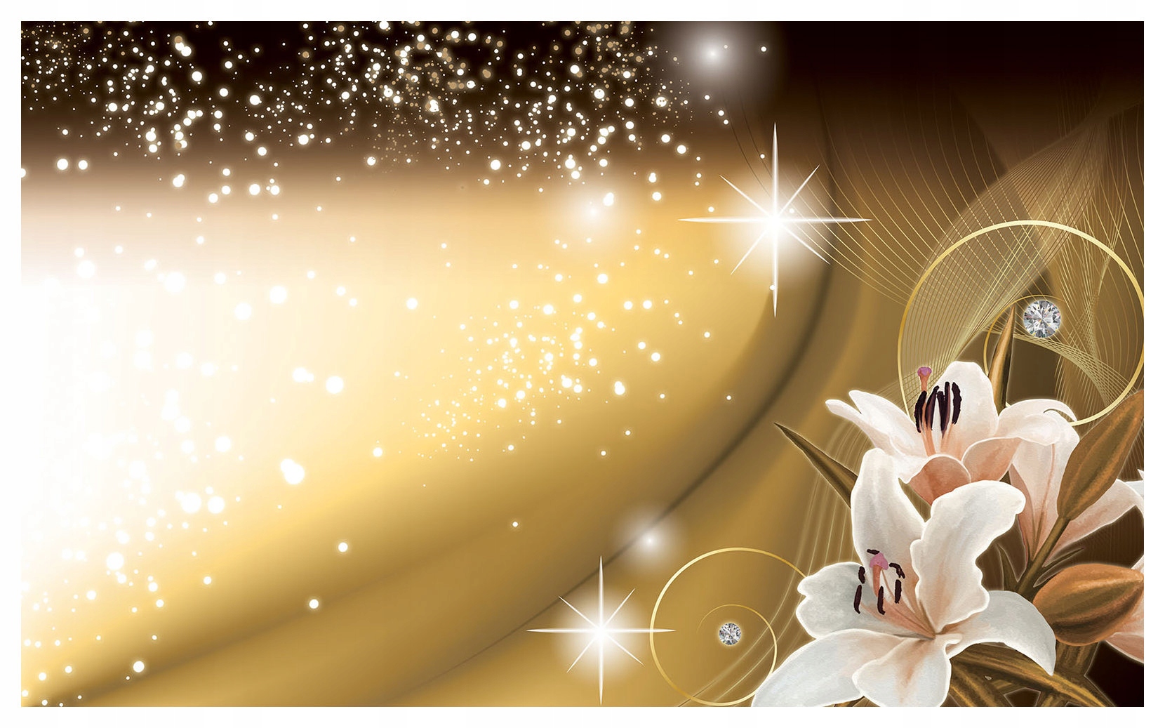 Fototapeta Zlaté ľalie kryštály Abstrakcia Elegancia 312x219 lepidlo