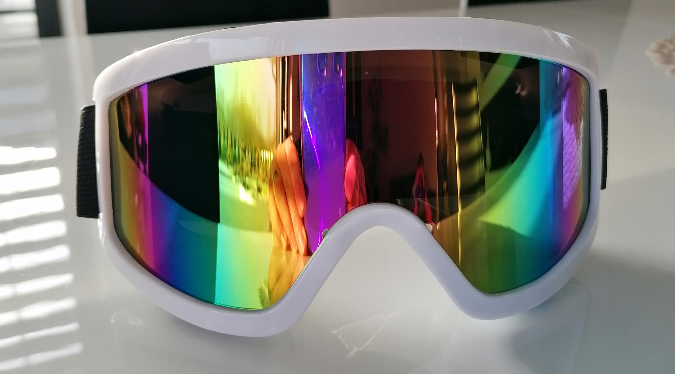 Gogle narciarskie snowboardowe białe filtr UV-400