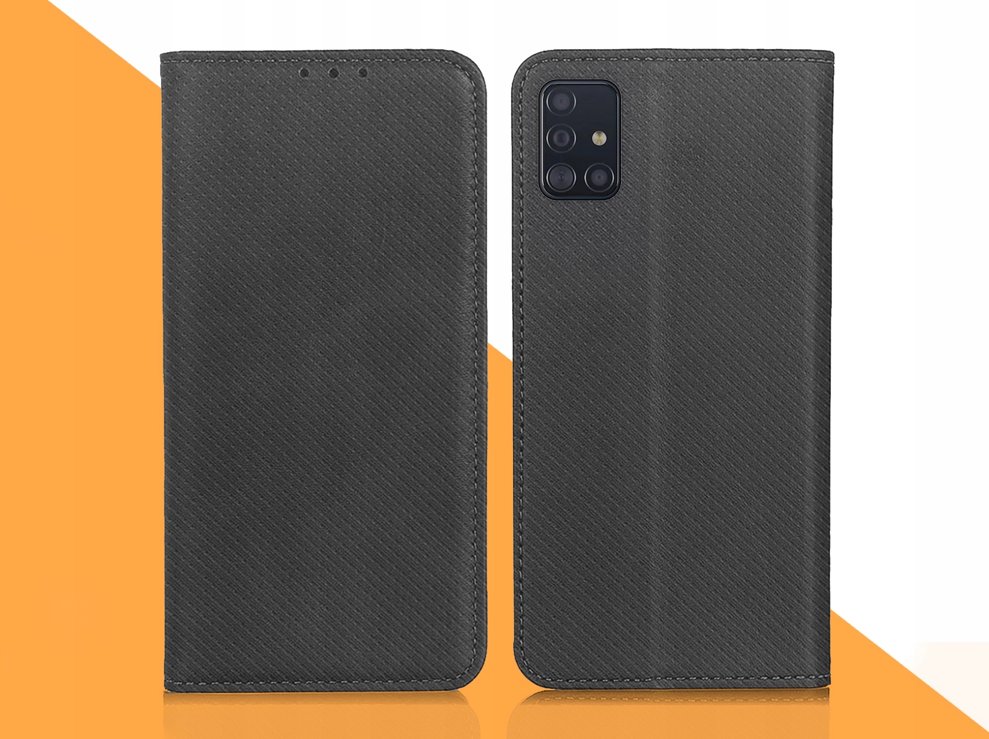 ETUI Z KLAPKĄ DO SAMSUNG GALAXY A51 CZARNE ZAMYKANE MAGNETYCZNE + SZKŁO 9H Marka Inna