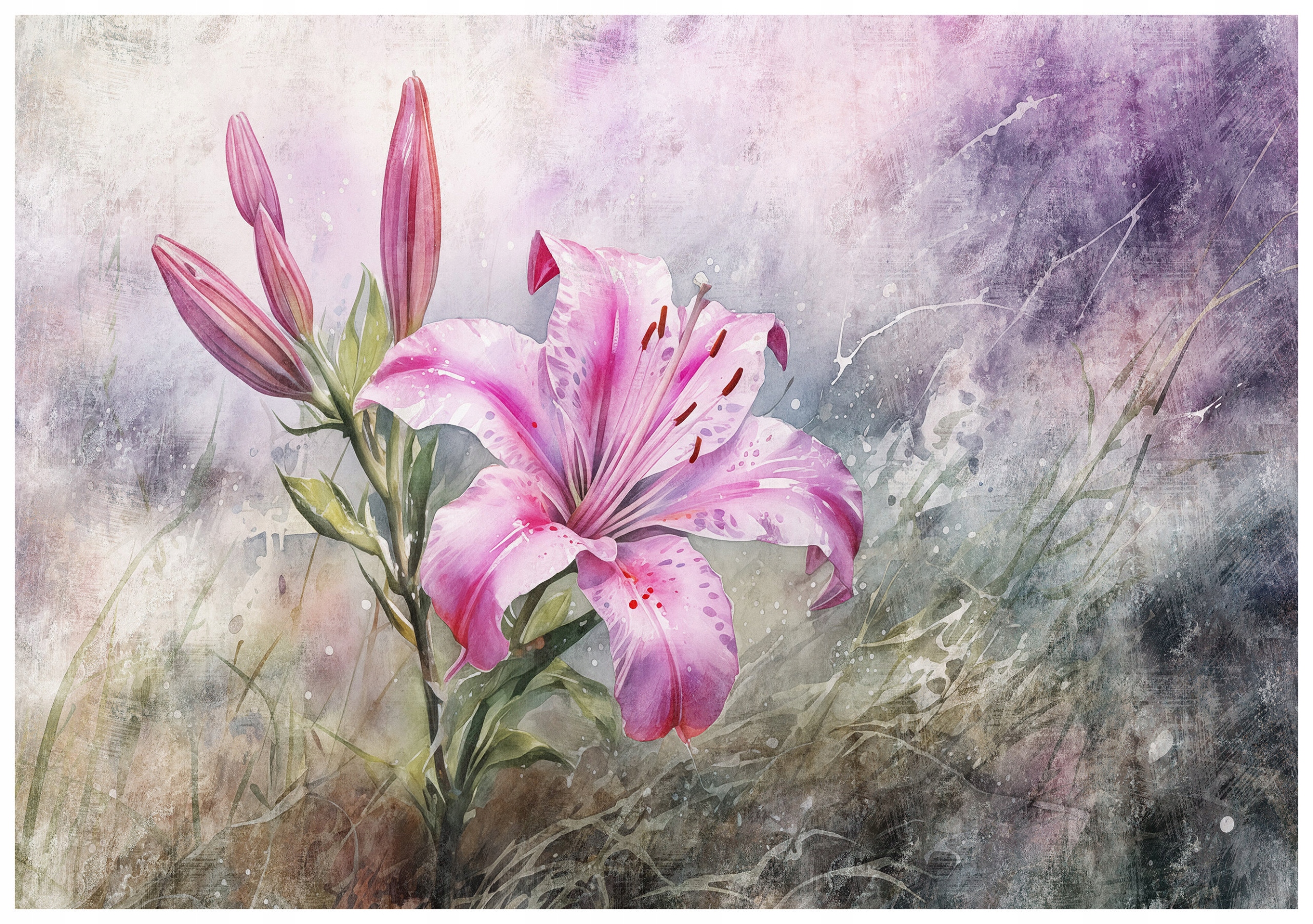 Fototapeta Lilie akvarelové ruže jemné pozadie 368x254 vinylová lepidlo