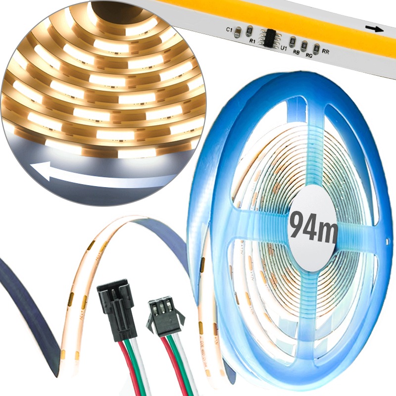 Taśma Led Cob 94m Adresowalna Cyfrowa WS2811 24V Pixel Neutralna Waterfall