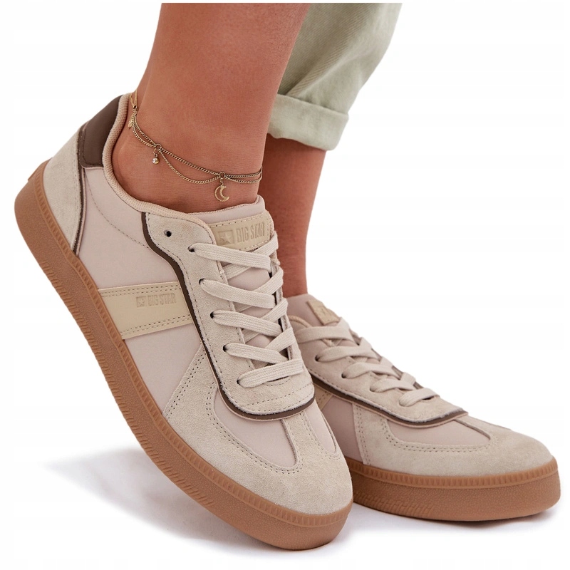 Dámské Nízké Šněrovací Pohodlné Tenisky Big Star TT274174 Béžové 41