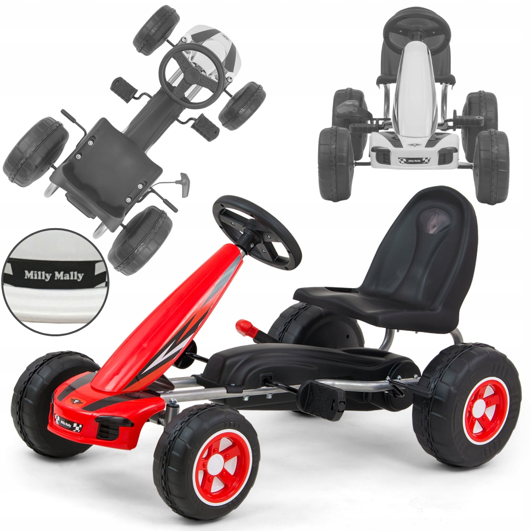 Gokart na pedały dla dzieci Viper Red Milly Mally do 30kg hamulec ręczny