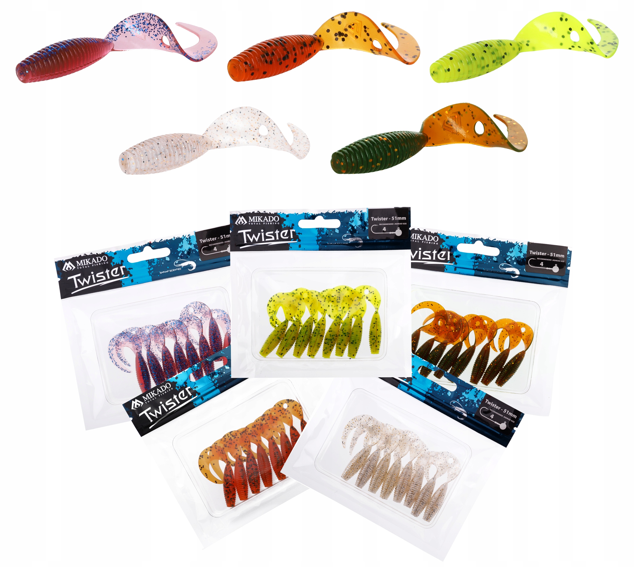 

Zestaw Okoń Twister Mikado 5cm 40 szt. mix kolorów