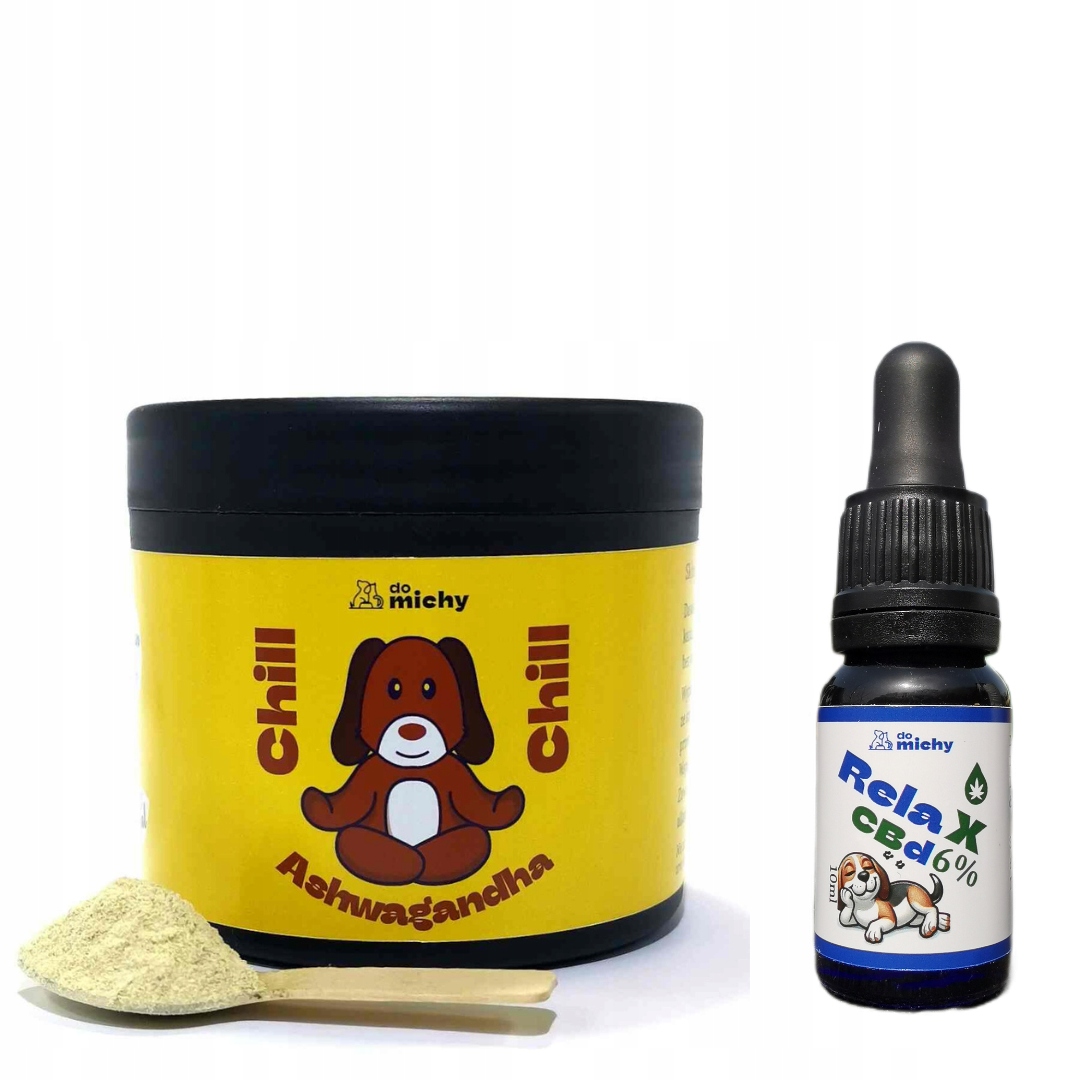 Levně Sada pro relaxaci psa Chill ashwagandha a Cbd RelaX 6% Do michy