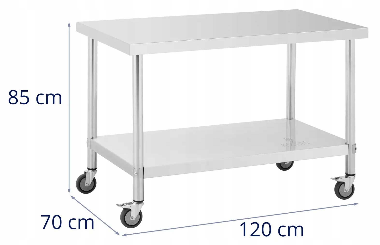 Stół roboczy z półką kółka 120x70 Royal Catering RCAT-120/70-W 10012805