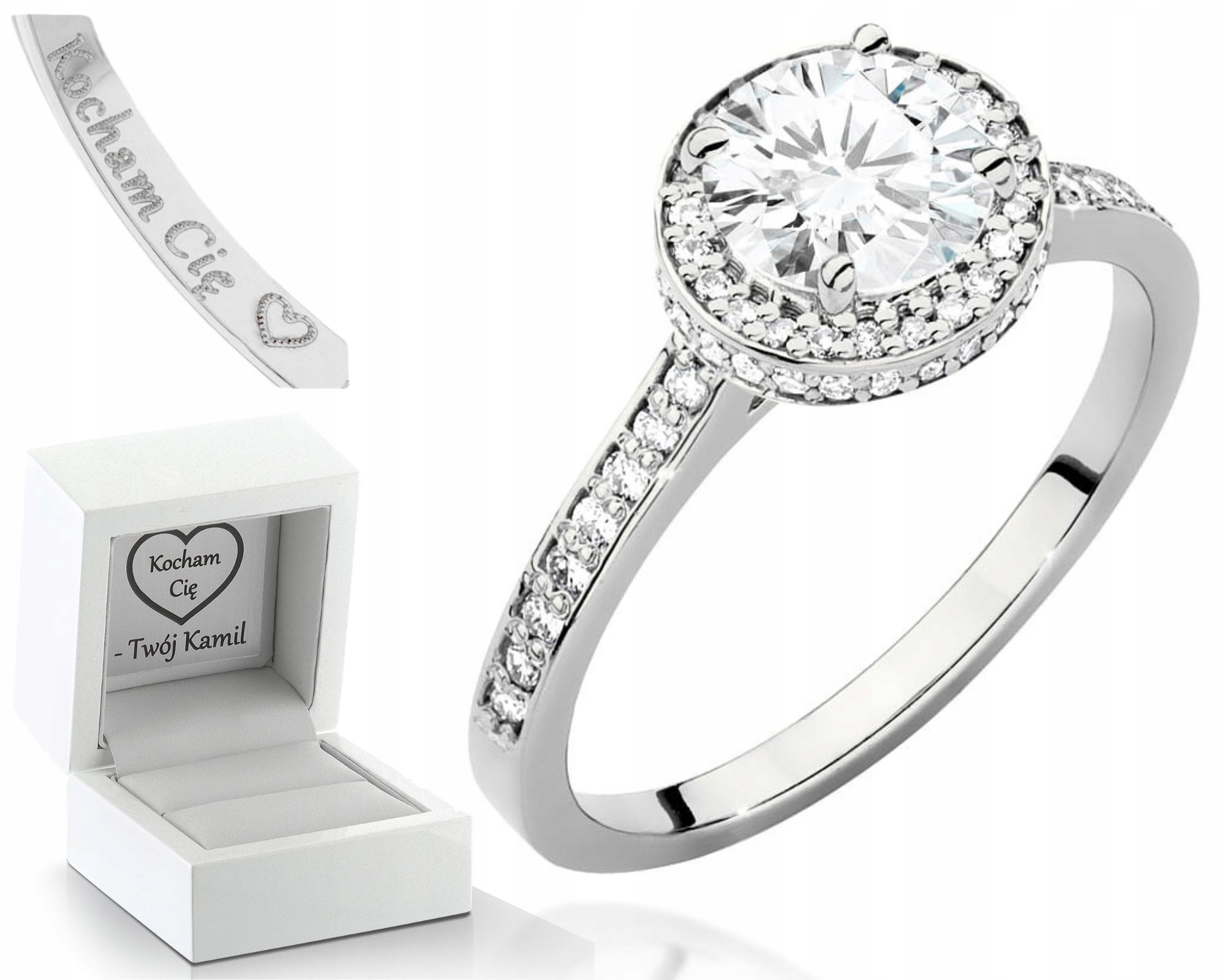 Bílé Zlato Prstýnek S Brilianty 1,00 Ct 585 Gravírování