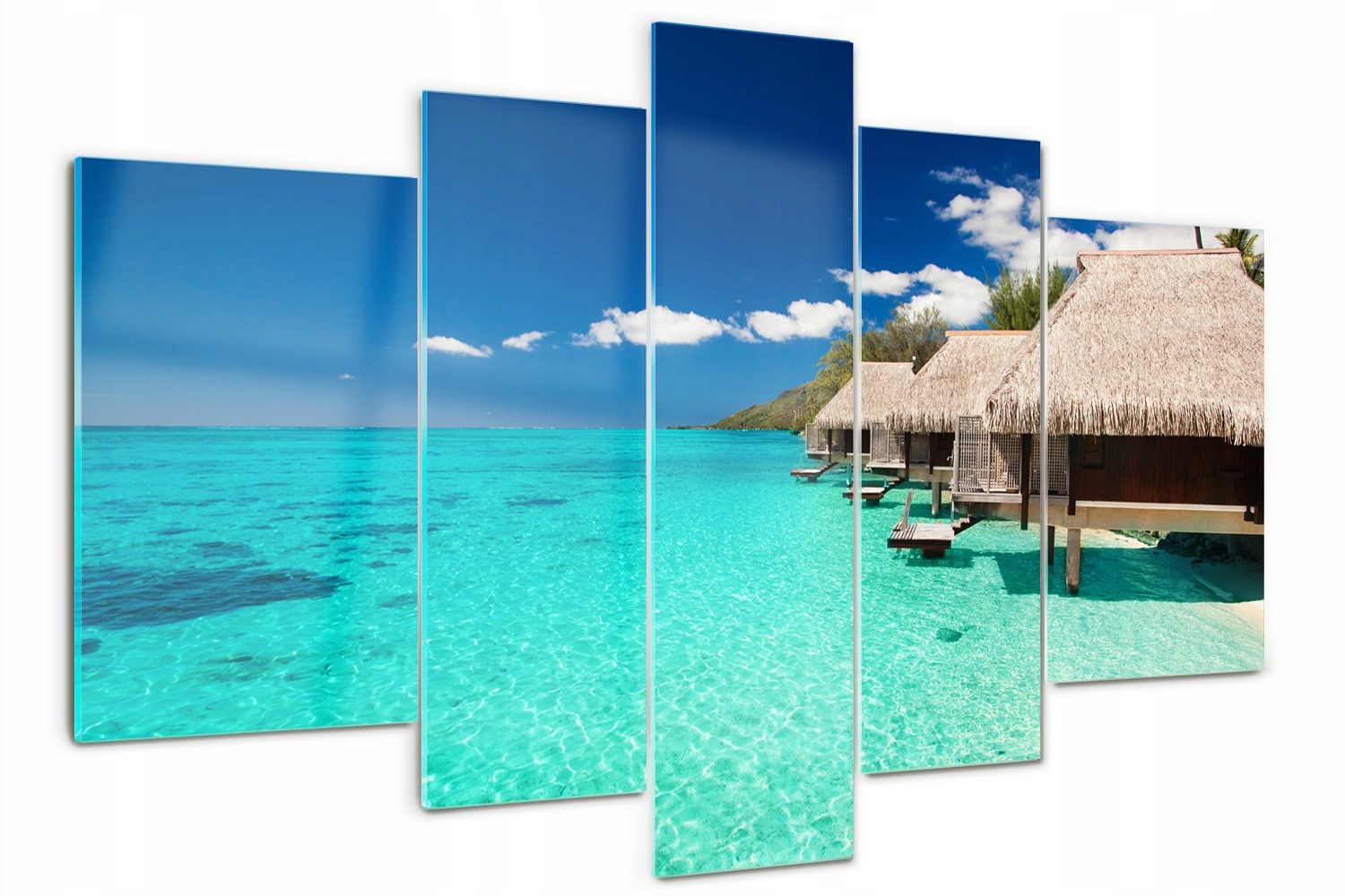 

Obraz szklany tryptyk Bungalowy nad wodą