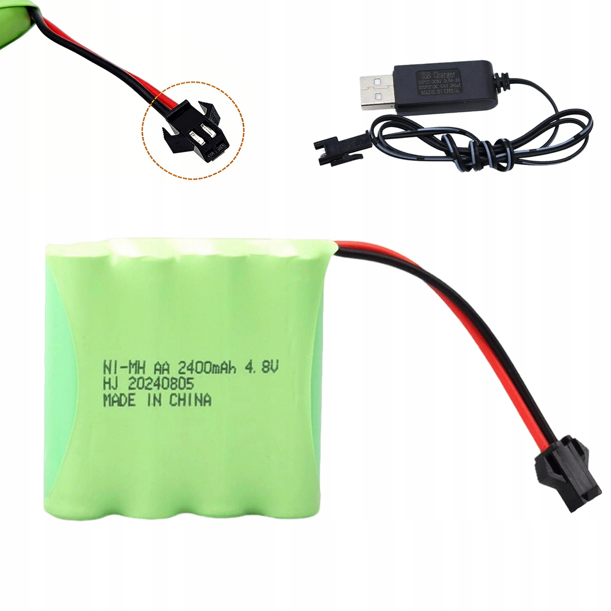 Bateria Ni-mh Akumulator Aa 4.8 V 2400 Mah Z Wtyczką SM-2P Dla Rc Auta
