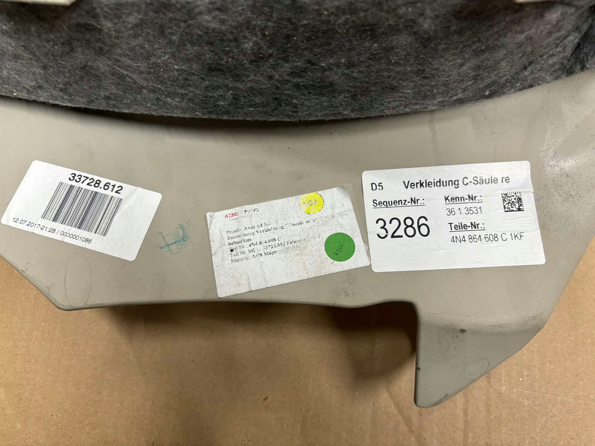 moulding threshold inner right rear part AUDI A8 4N 4N4864608C