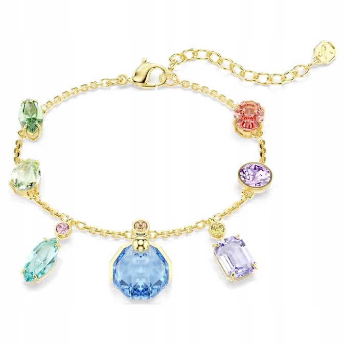 Náramek Swarovski Gema Barevné krystaly Ocel pozlacený Regulovatelný