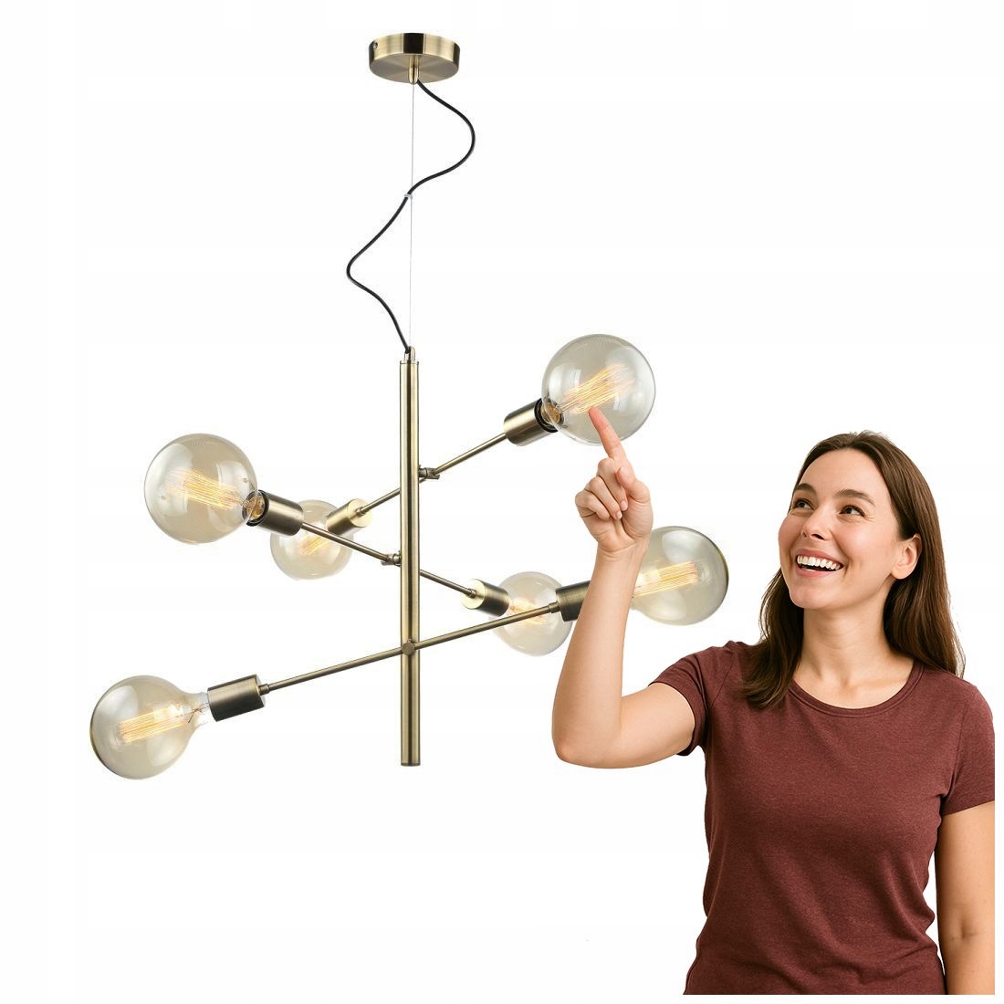 Moderní závěsná lampa Madalyn 6xE27 bronzová Italux