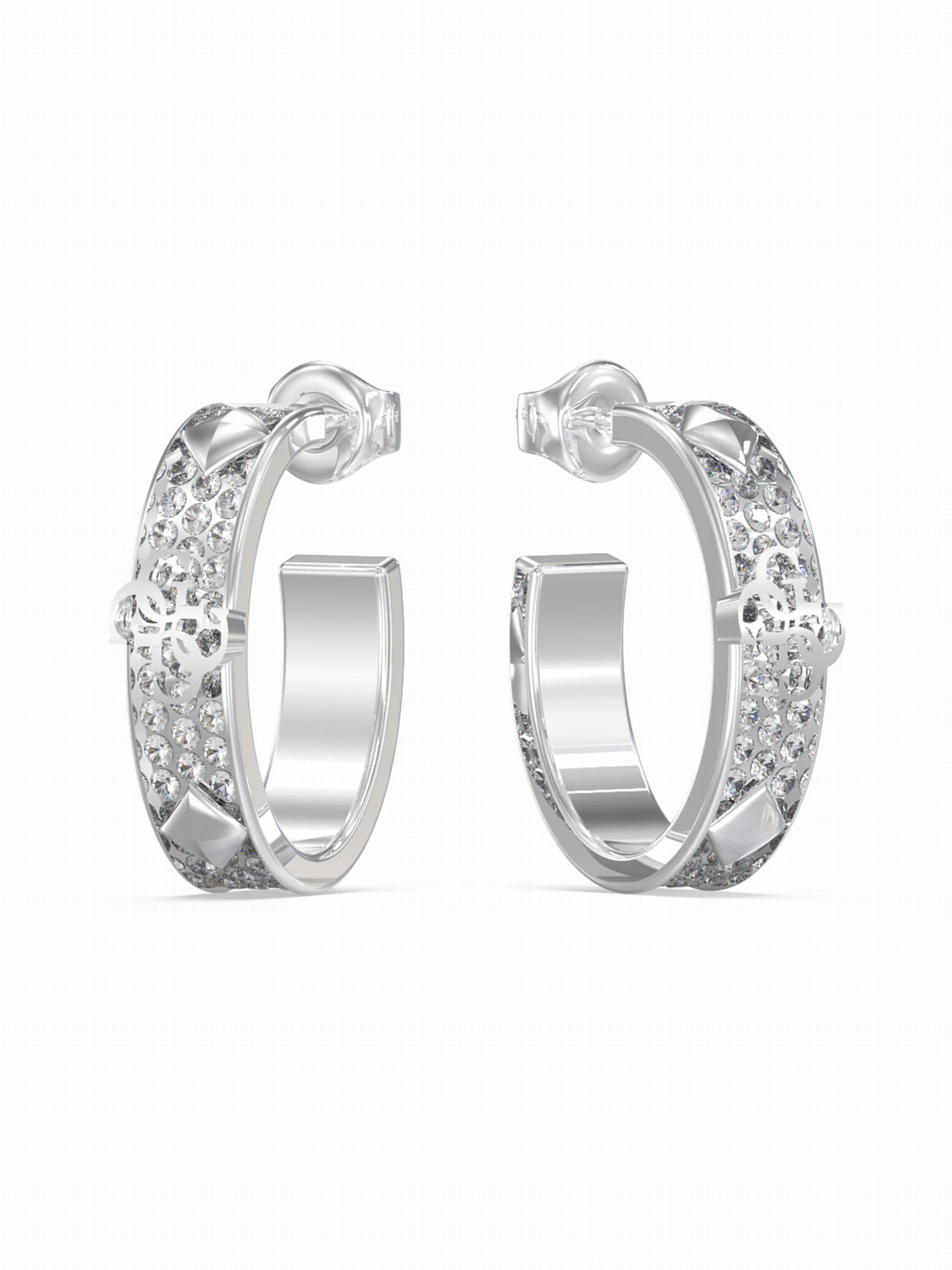 Náušnice Guess Forever Kola s zirkony Logo 4G Ocel barva stříbrná Tužka