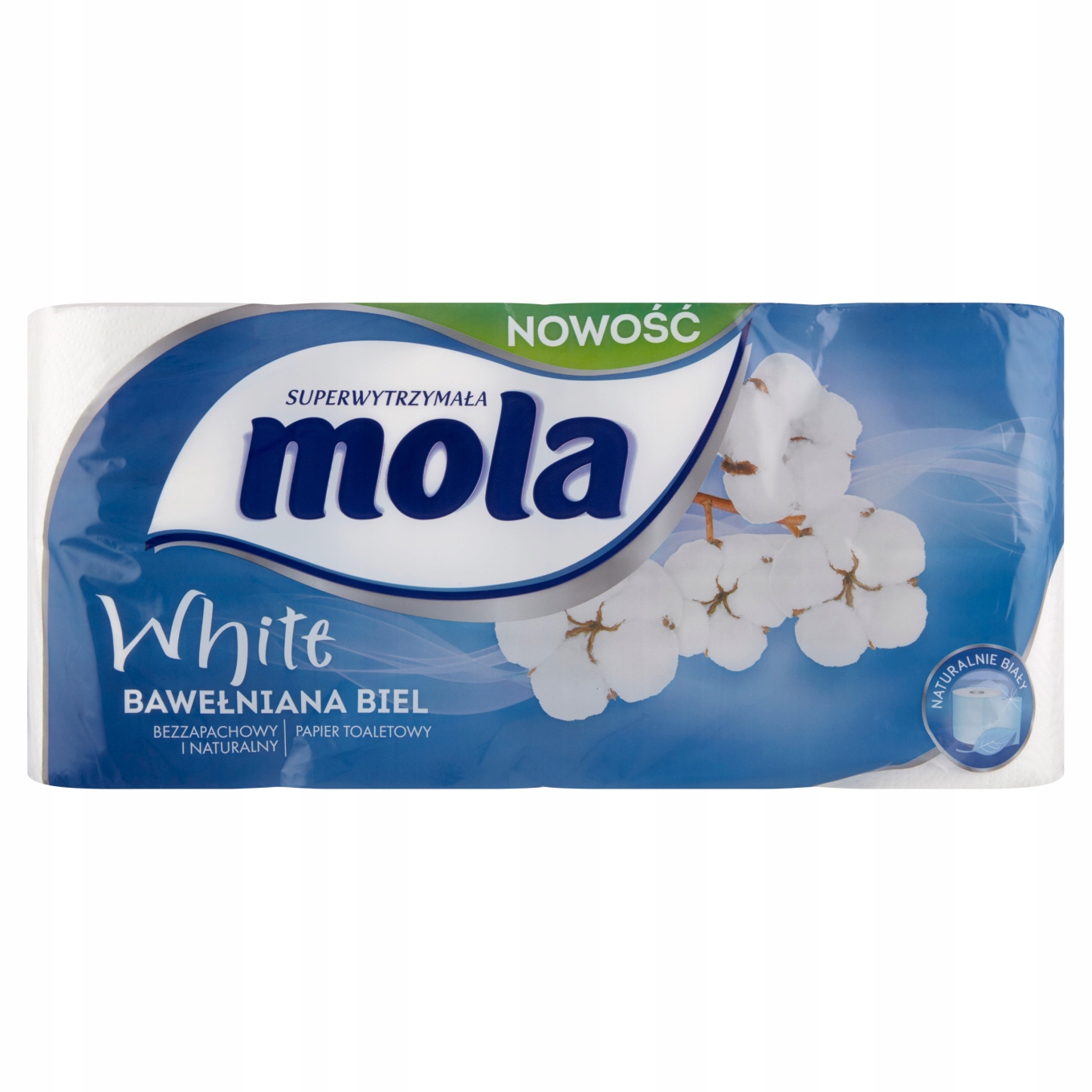 

Mola White Papier toaletowy bawełniana biel 8 olek