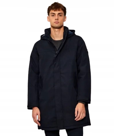 Tommy Hilfiger Tmavě Modrá Parka Bunda S Kapucí A Logem XL Jqd