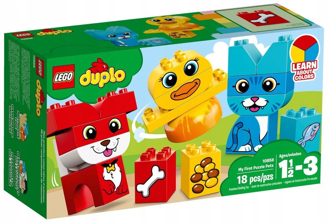 Lego Duplo 10858 Moje pierwsze zwierzątka Kot Pies Ptak Rybka