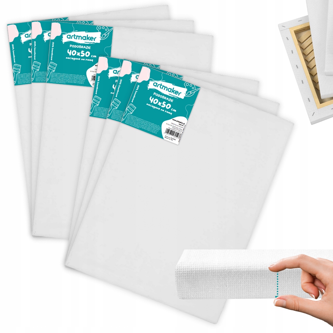 Malířské Plátno Na malování Blejtram Malířské Plátno Bavlněné 40x50 6 Ks