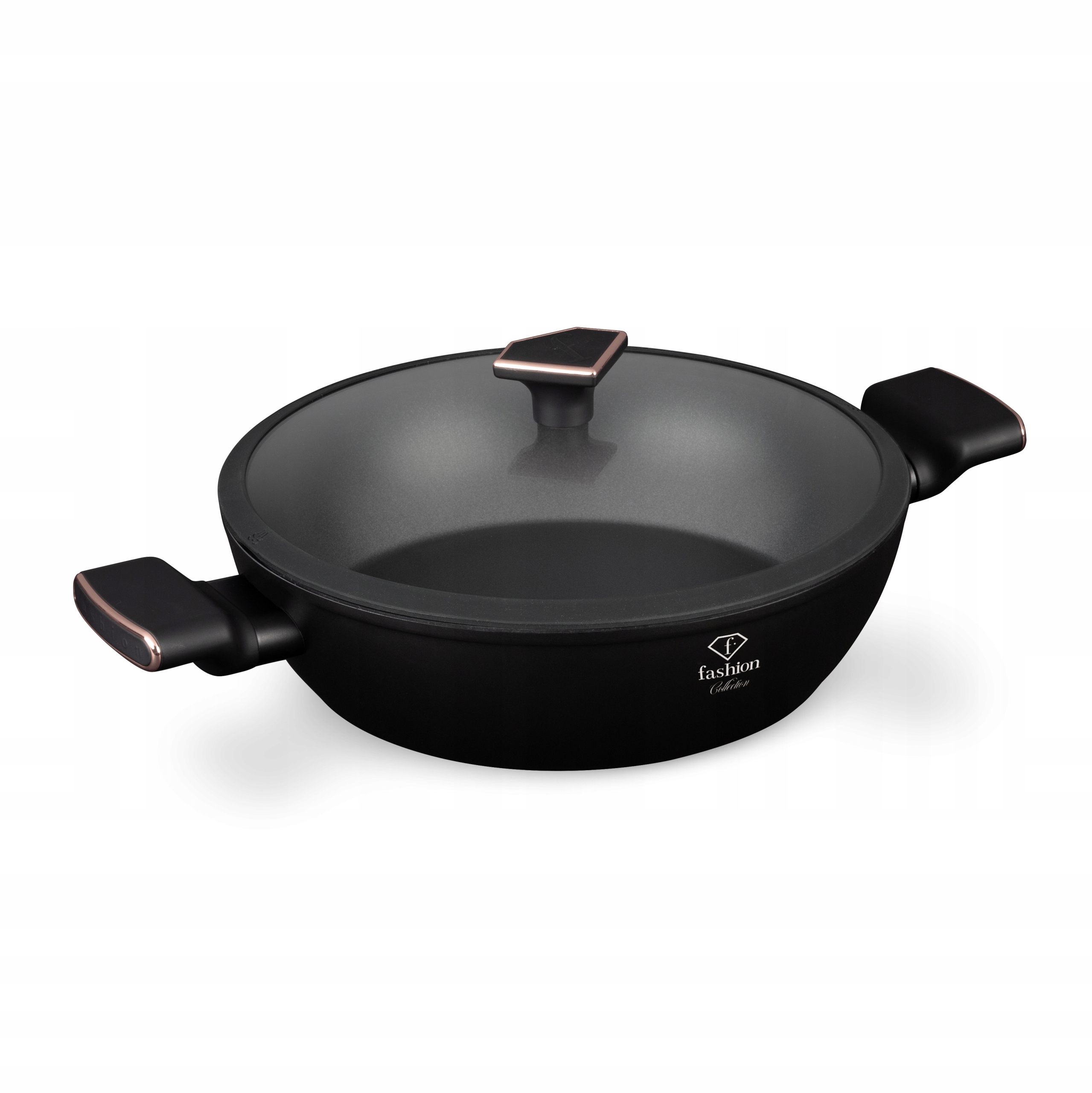 Hrniec s pokrievkou 28 cm, Fashion FTV-0035 Matte Black-Rose Gold