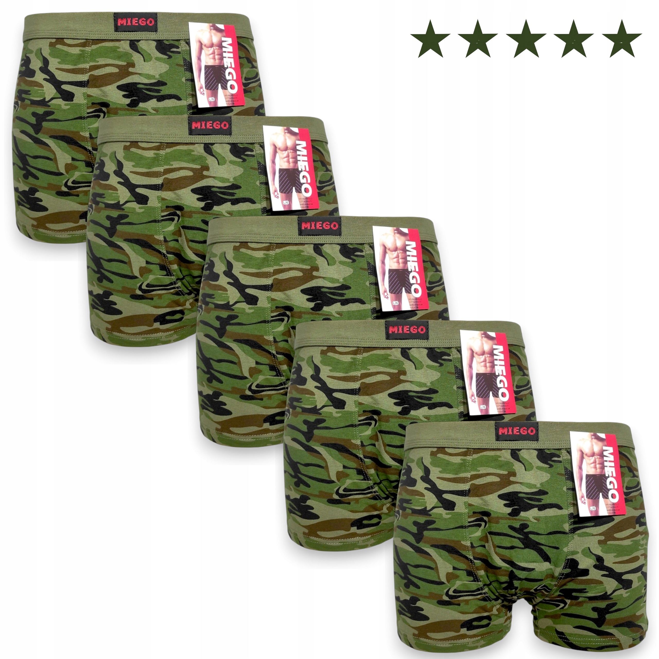 5x Bokserki Męskie Moro majtki Moro bokserki bawełniane Premium L