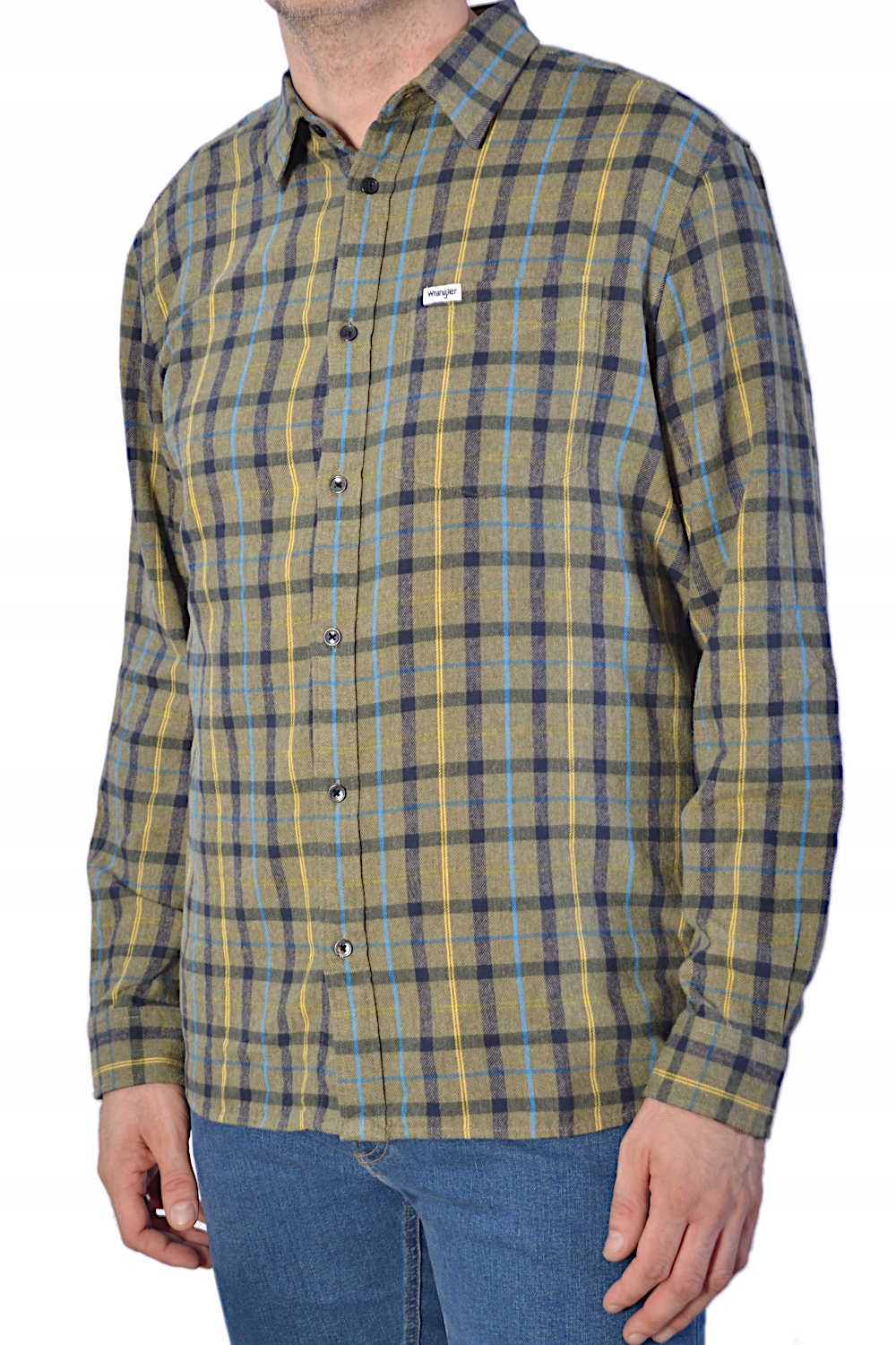 Wrangler 1 Bod Tričko Dusty Olive Pánská Košile L