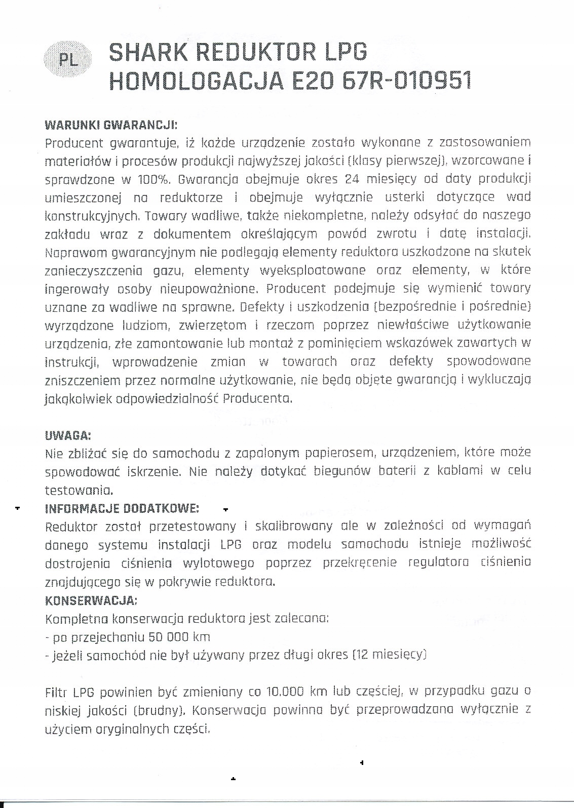 Reduktor ALEX SHARK 1500 mbar do 200 KM Catalog number of the original C002 15 00 01 00