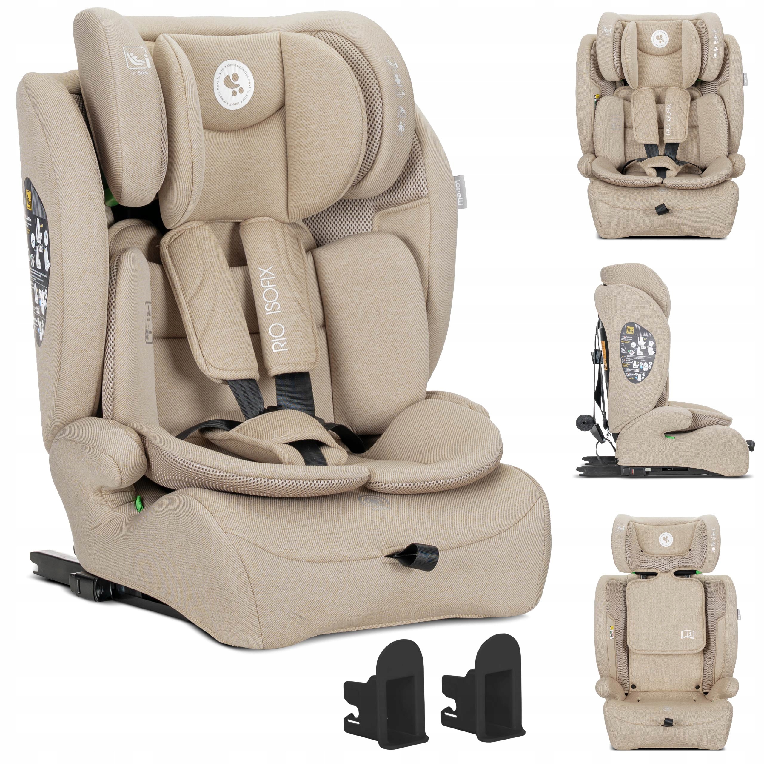 Fotelik samochodowy I-Size Isofix 9-36 kg Top Tether pasy Lorelli Rio