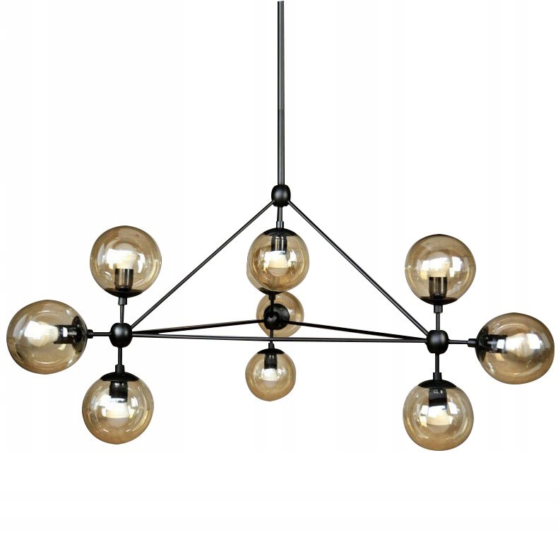 Lampa Sufitowa Wisząca Loft Czarna Do Salonu Duża E27 Kula Szkło Dymione