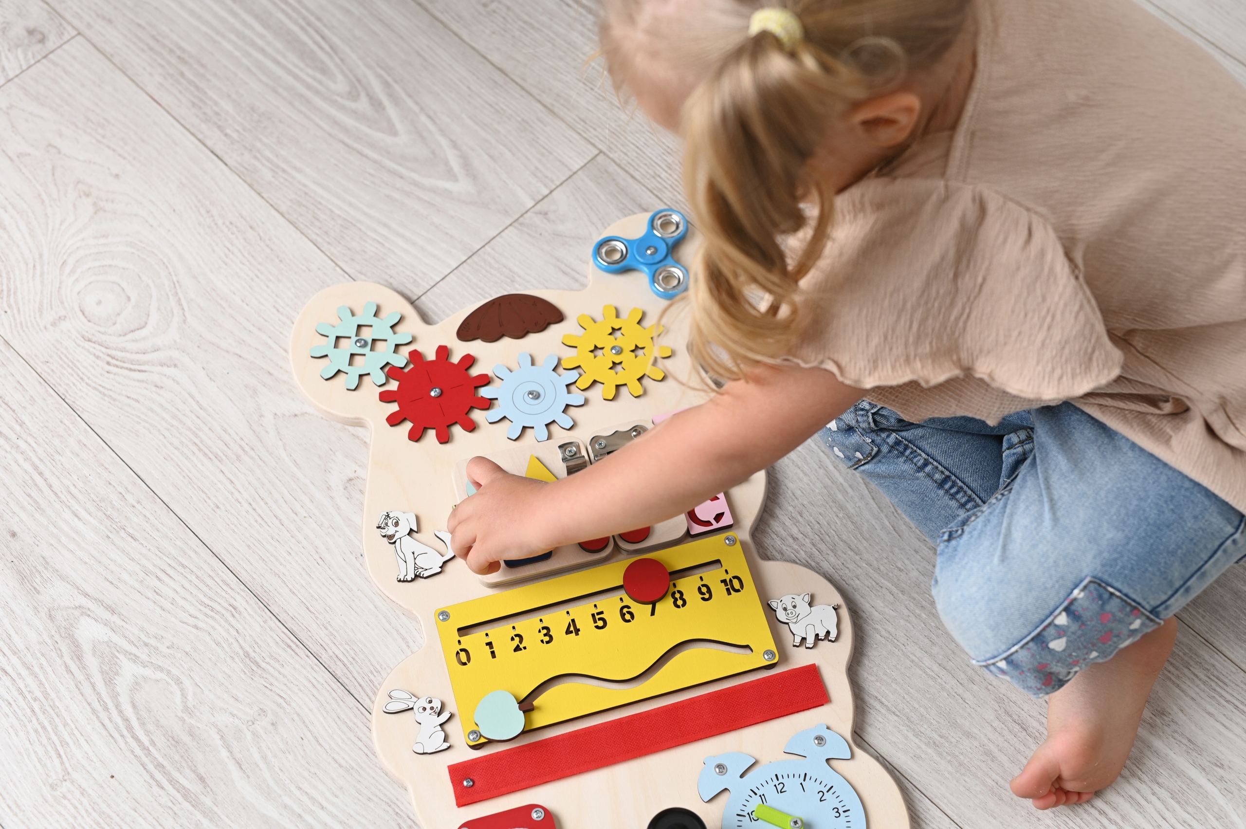 TABLICA MANIPULACYJNA MIŚ XXL SENSORYCZNA MONTESSORI EDUKACYJNA DREWNIANA Marka inna