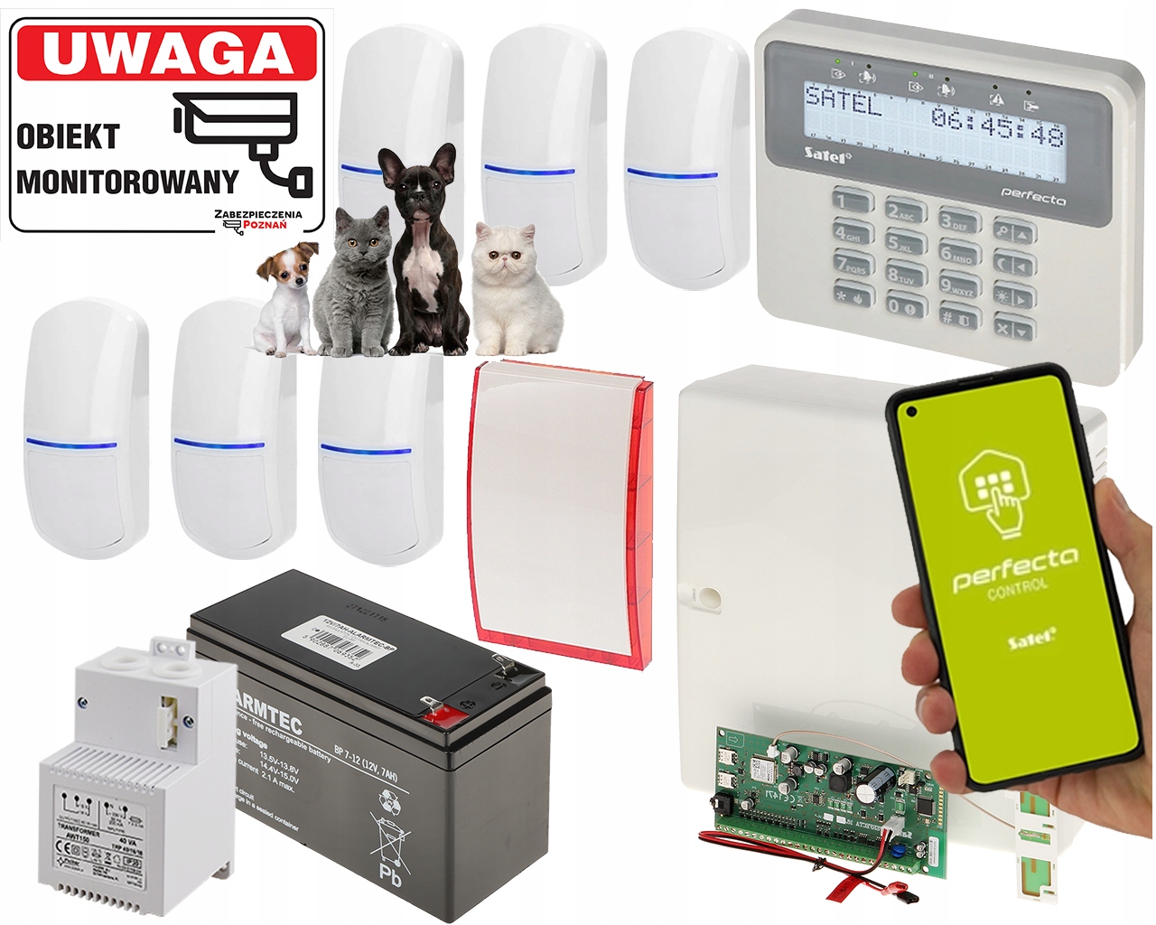 Alarm Satel Perfecta 6x Czujek Pir Pet Gsm Push Android Ios