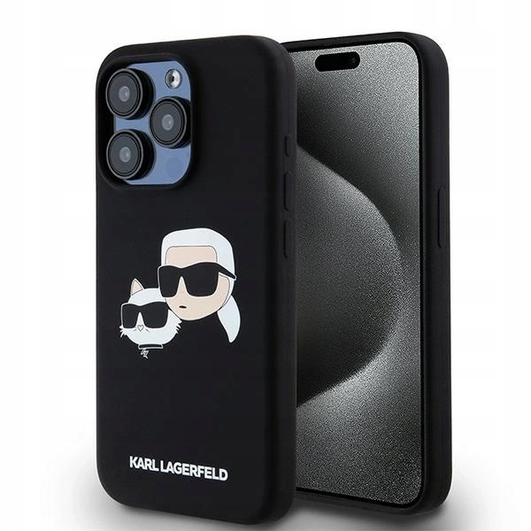 Pouzdro Karl Lagerfeld Silicone Karl&Choupette MagSafe pro iPhone 15 Pro černé