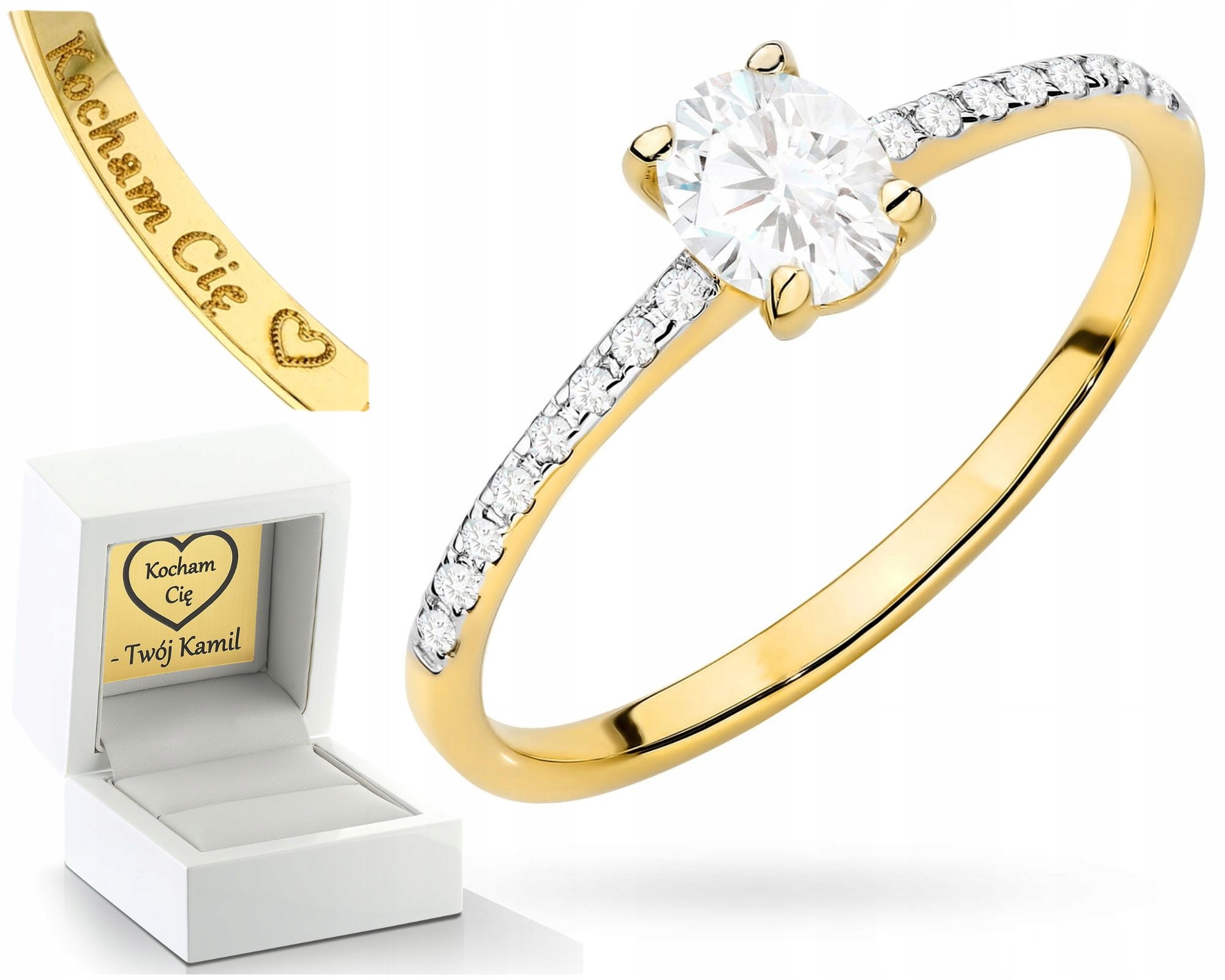 Zlatý Prstýnek Prsten S Žlutými Diamanty, Dárek 585, Gravírování