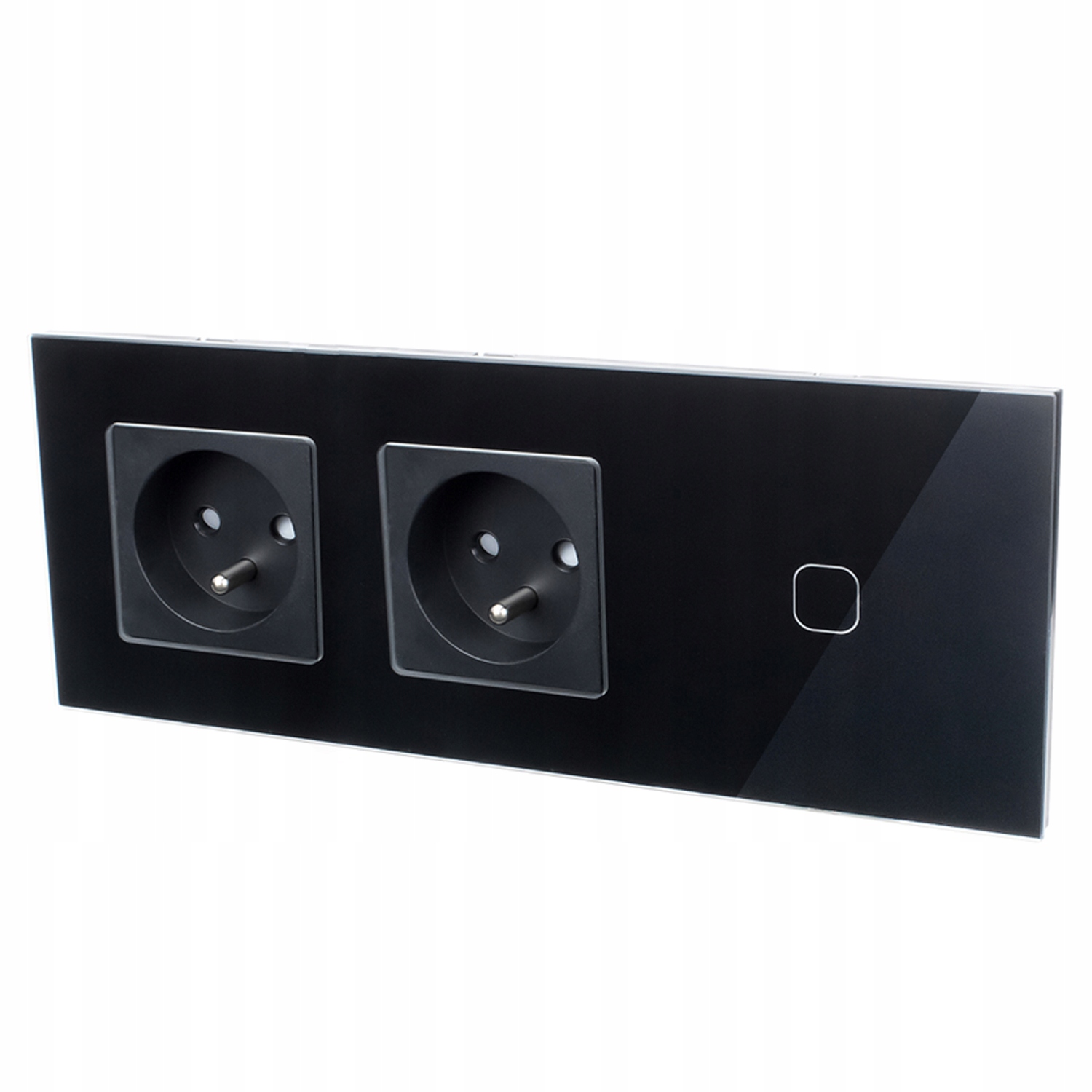 Elektrická Zásuvka Dvojitý černý skleněný panel Led dotykový spínač