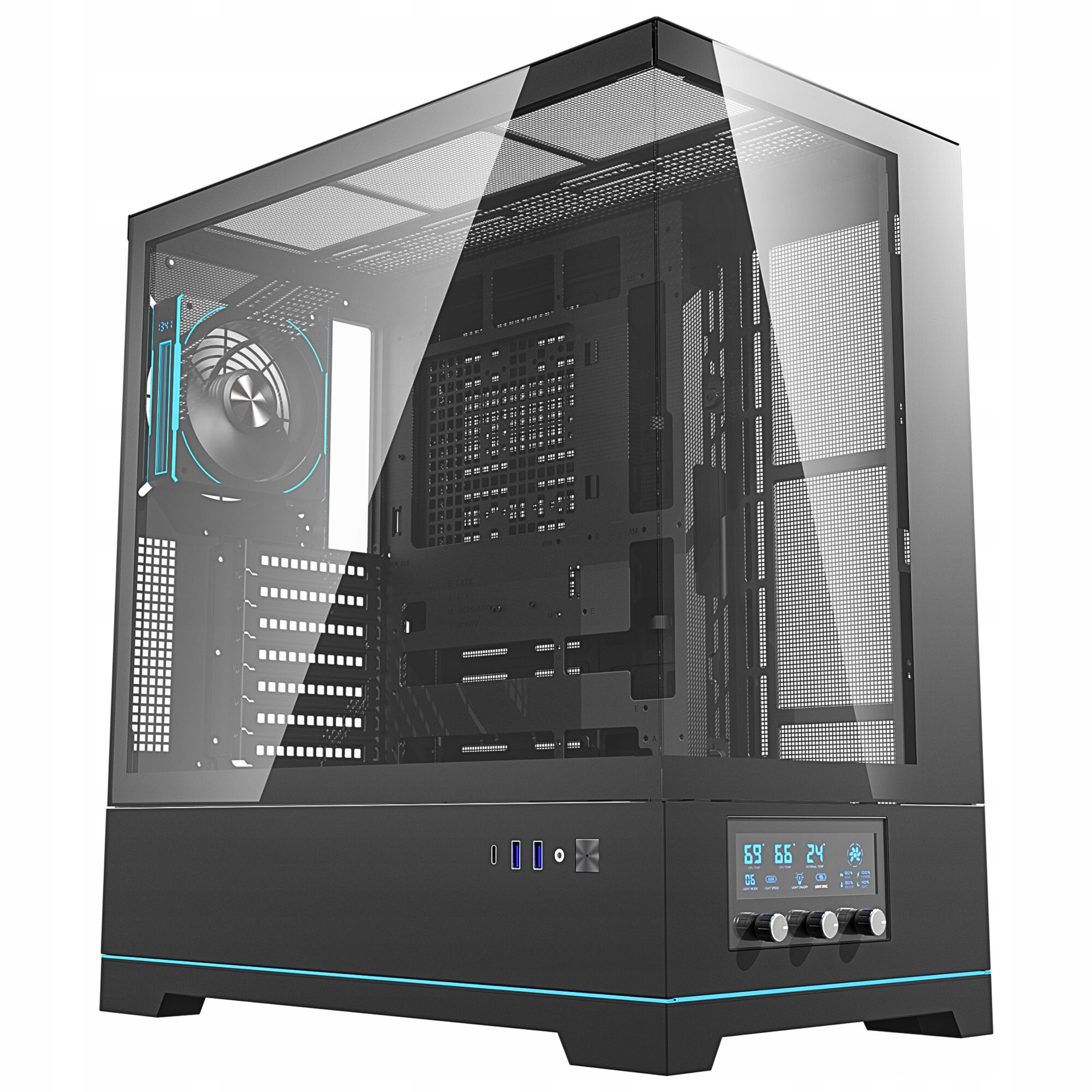 DarkFlash DY451PRO Skříň Atx Sklep Gaming Midi Tower Černá