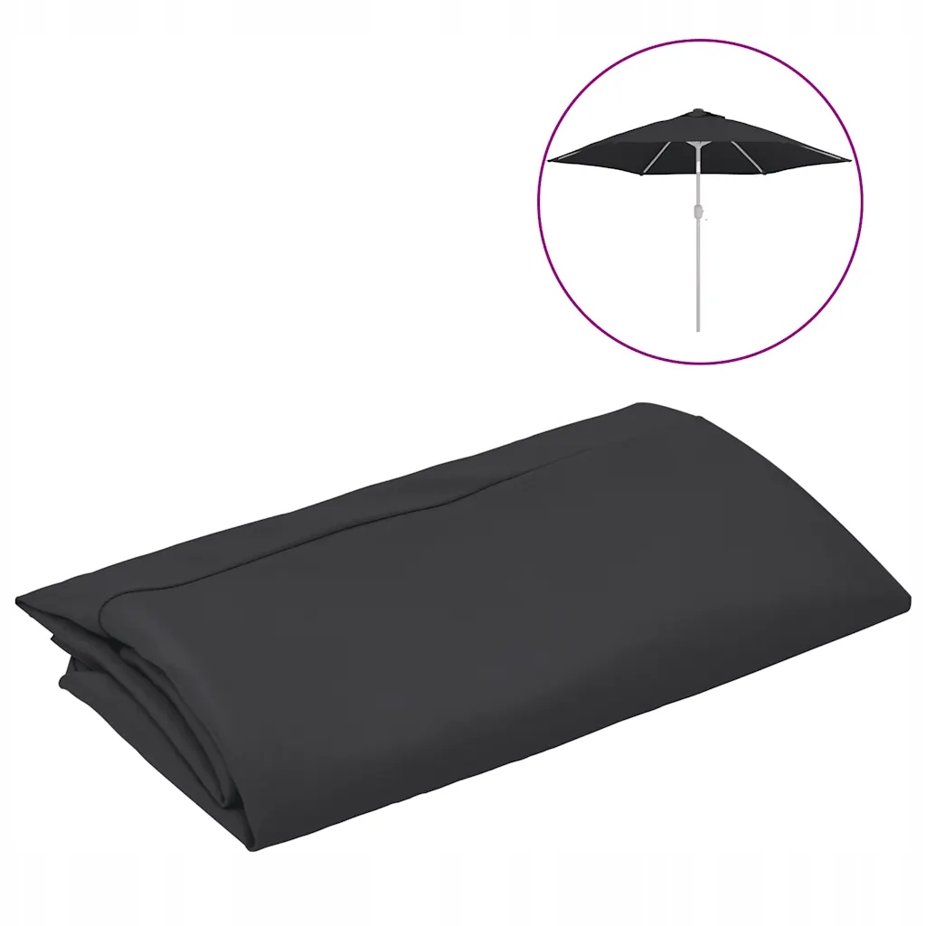 Kryt zahradního slunečníku černý 300 cm, 100% polyester, 6 žeber