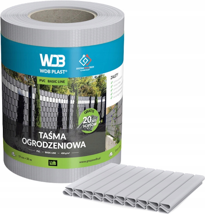 Taśma Ogrodzeniowa 19x50 Osłona Na Płot Ogrodzenie Panelowe Szara