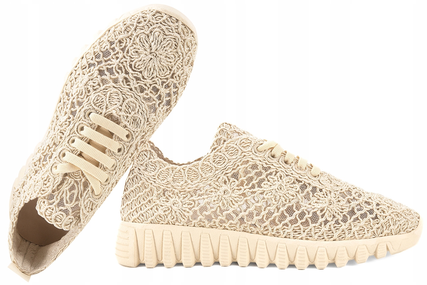 T.sokolski Ifs 1982 Dámské Krajkové Polobotky Tenisky Ažurové béžové 41