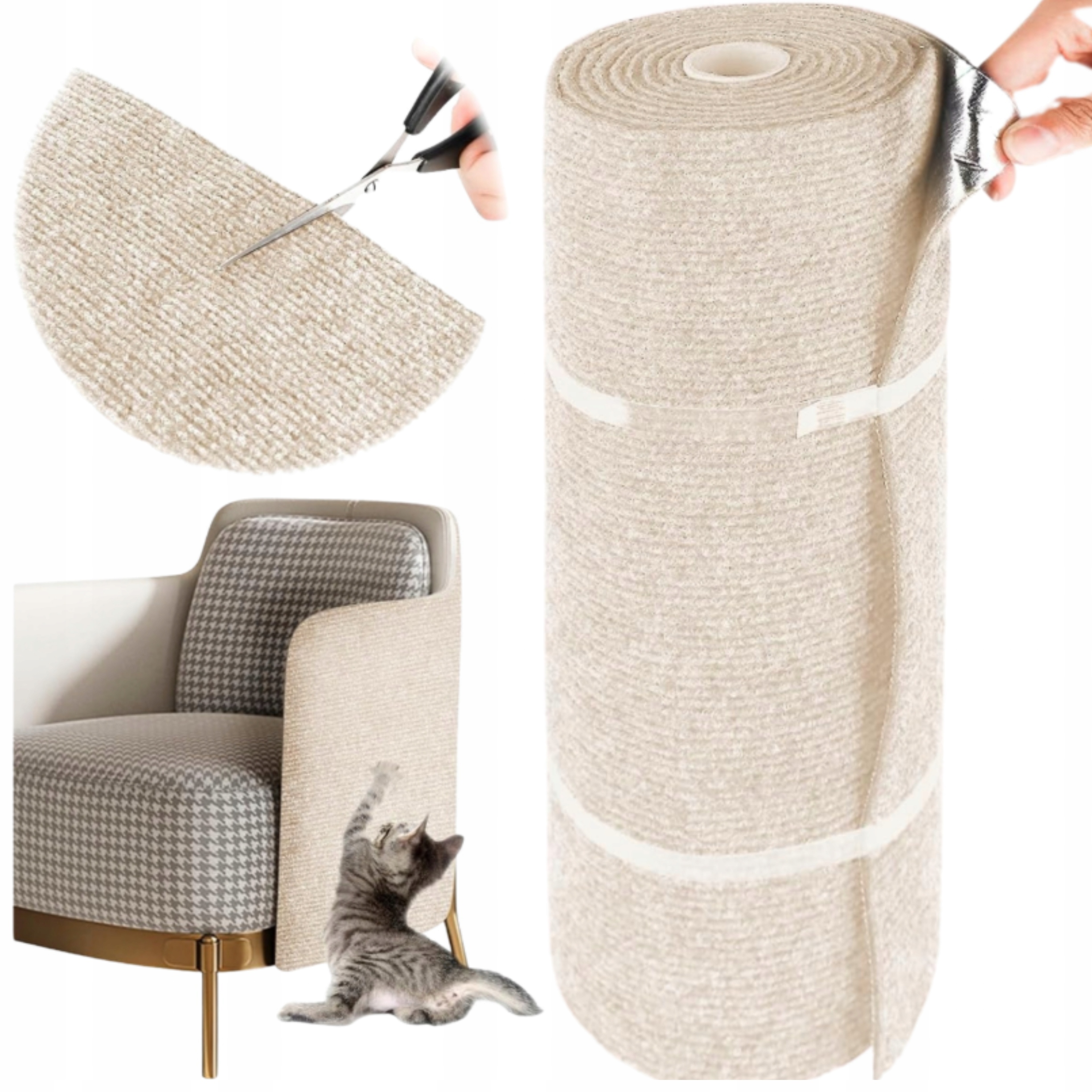 Samolepicí škrabadlo pro kočky s vyřezávanou podložkou na nábytek 200 x 40 cm Diy