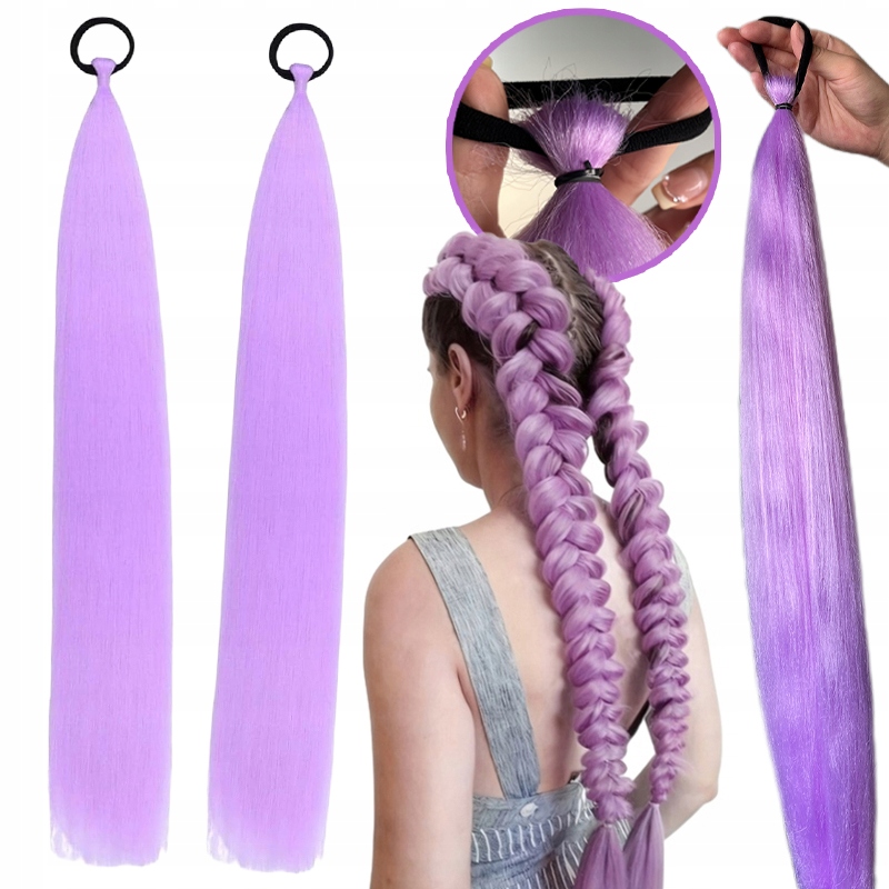 2 SZTUKI Demon Slayer Kpop Peruka z Warkoczem Kucykiem Rumi Cosplay Fioleto