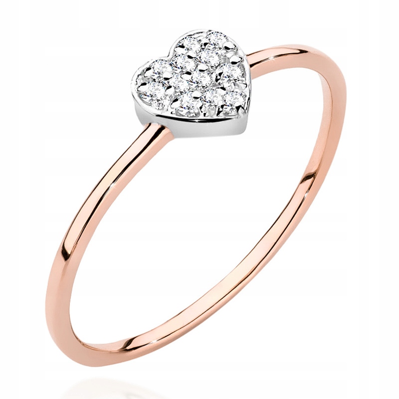 Zlatý Prstýnek pr.585 Srdce S Brilianty 0,10 ct