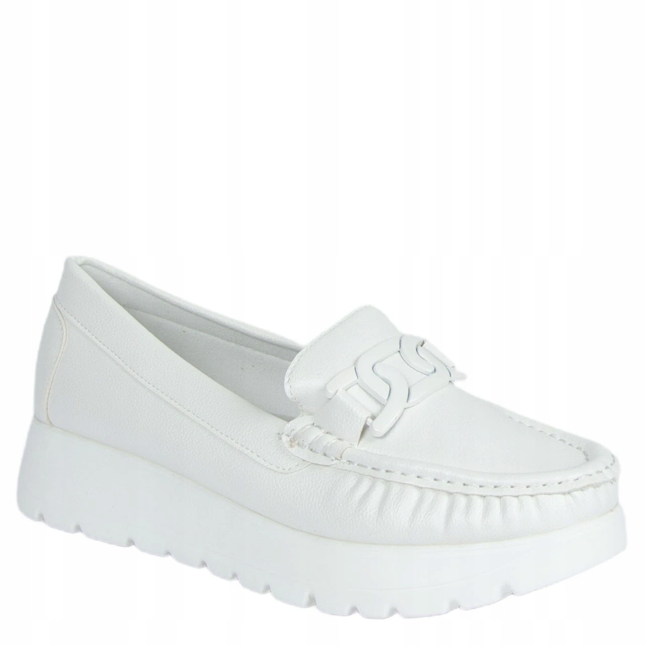 GOODIN GD-FL-6010 MOKASYNY SKÓRA LICO KOTURN BIAŁE 39