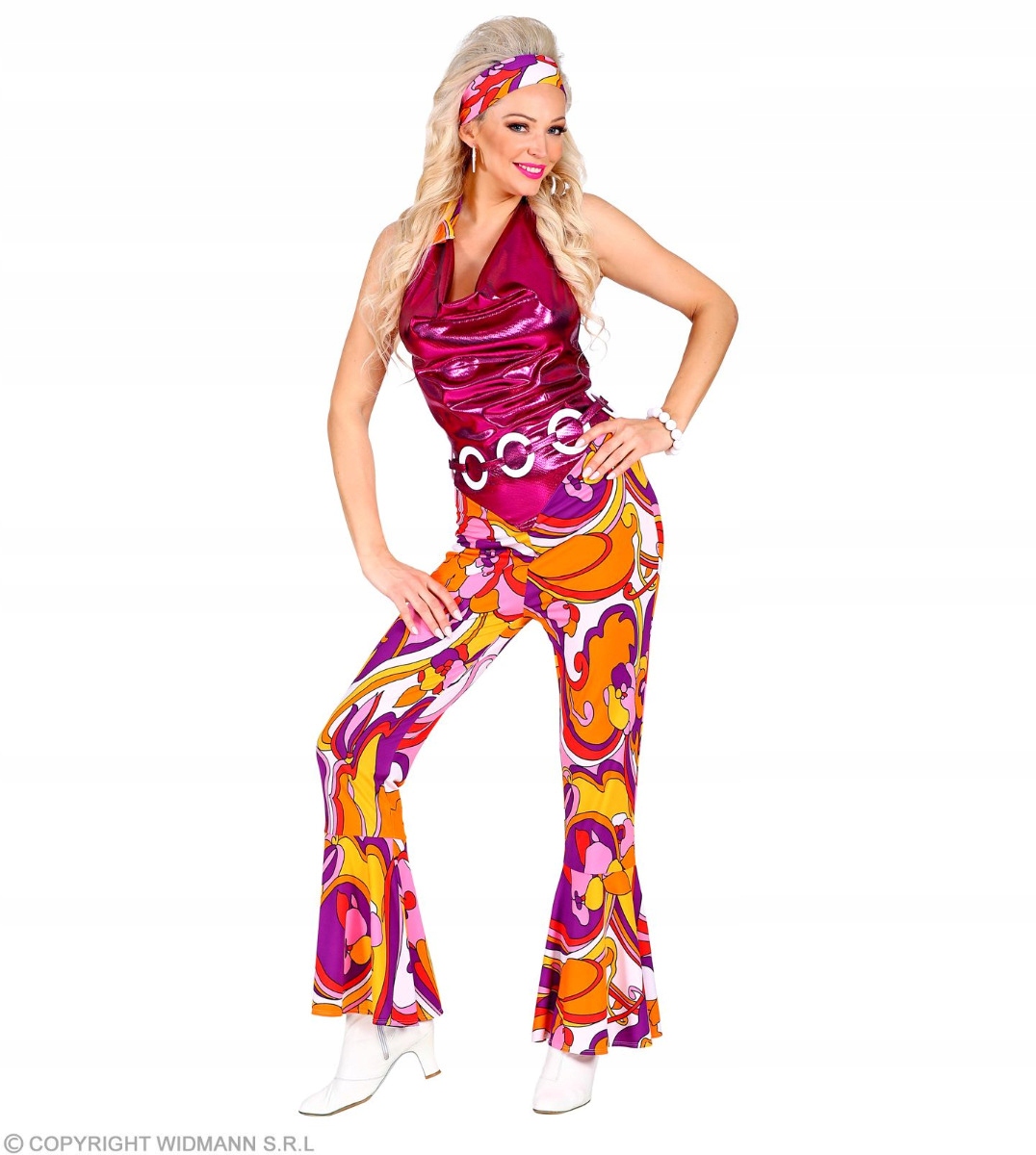 Kostým Disco Kombinéza Metallic Lesklý Převlek Léta 80 90 M