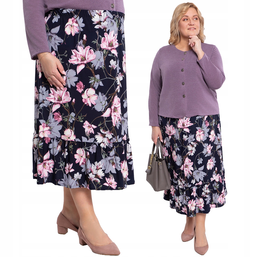 Modrá sukně s velkými květy, velikost 48/50