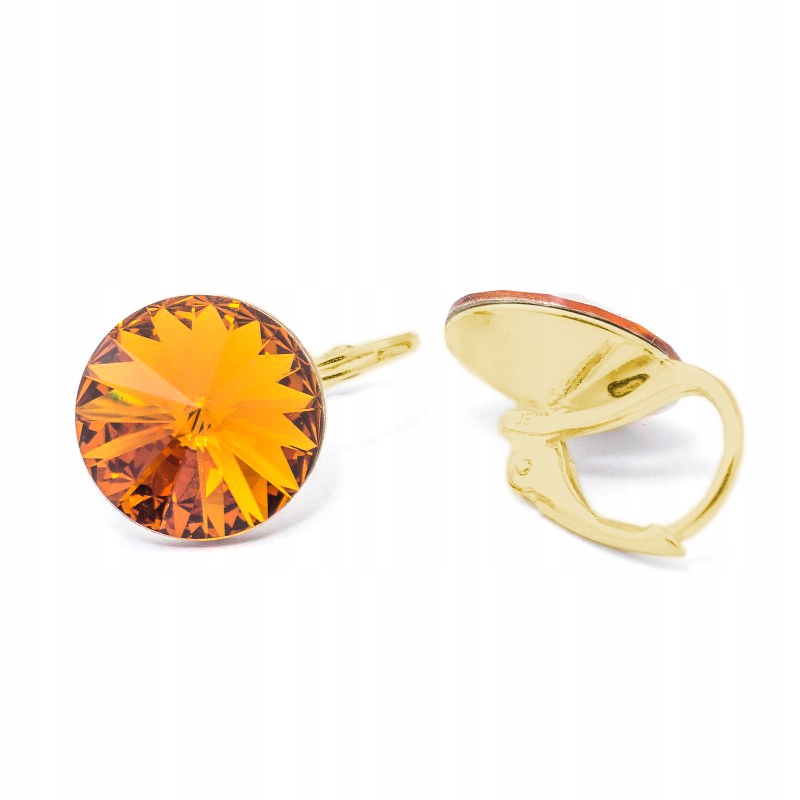 Náušnice pozlacené stříbro 925 s krystaly Swarovski Rivoli 12 mm Topaz