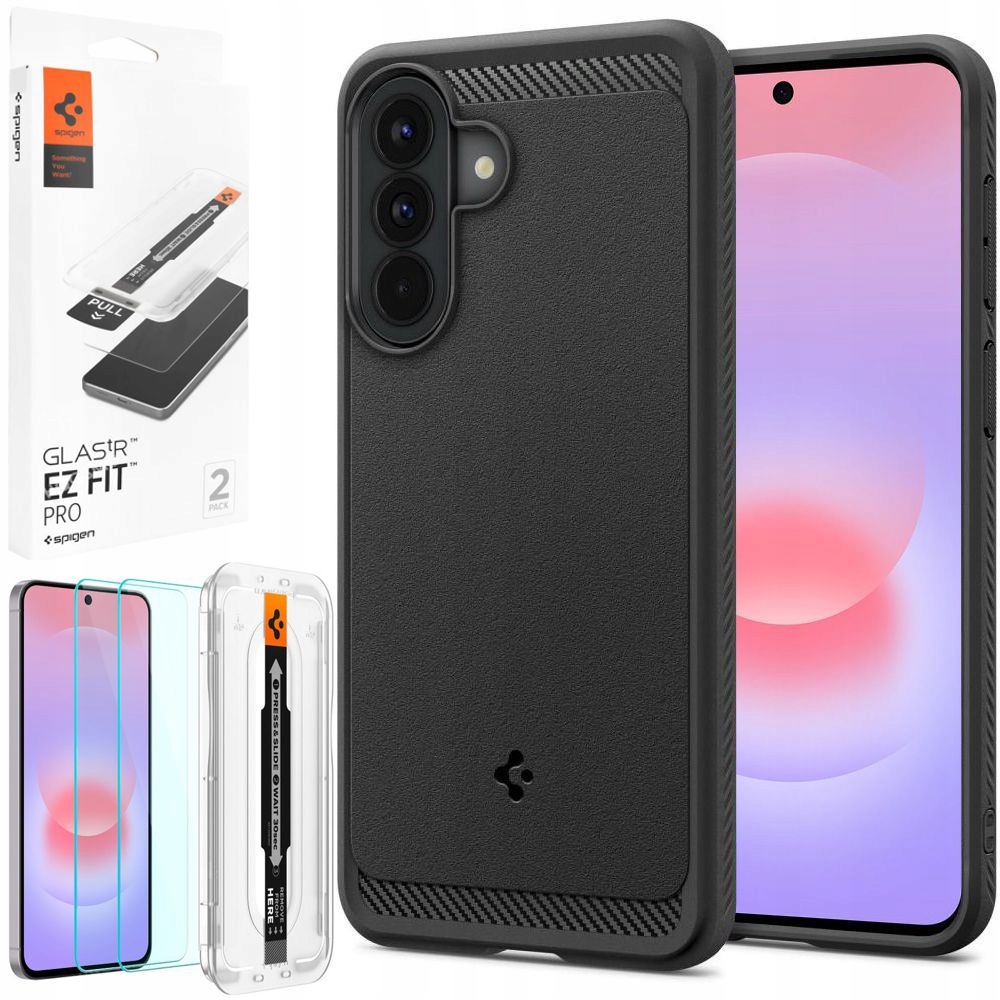 Spigen: Pouzdro Rugged Armor Case černé 2x Sklo pro Samsung Galaxy A37 5G