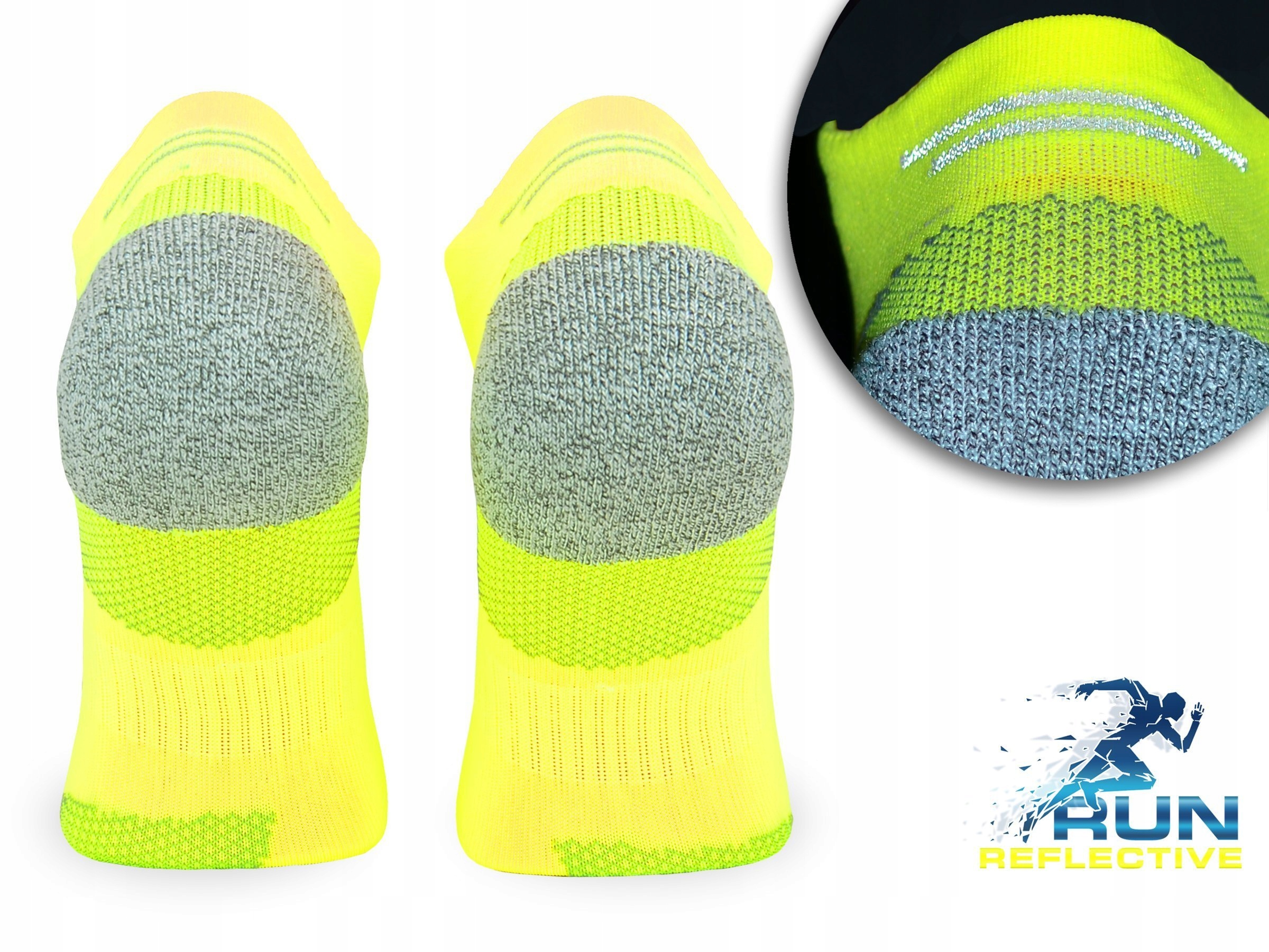 Widoczne skarpetki odblaskowe dla biegacza – RUN8 Kolekcja RUN8