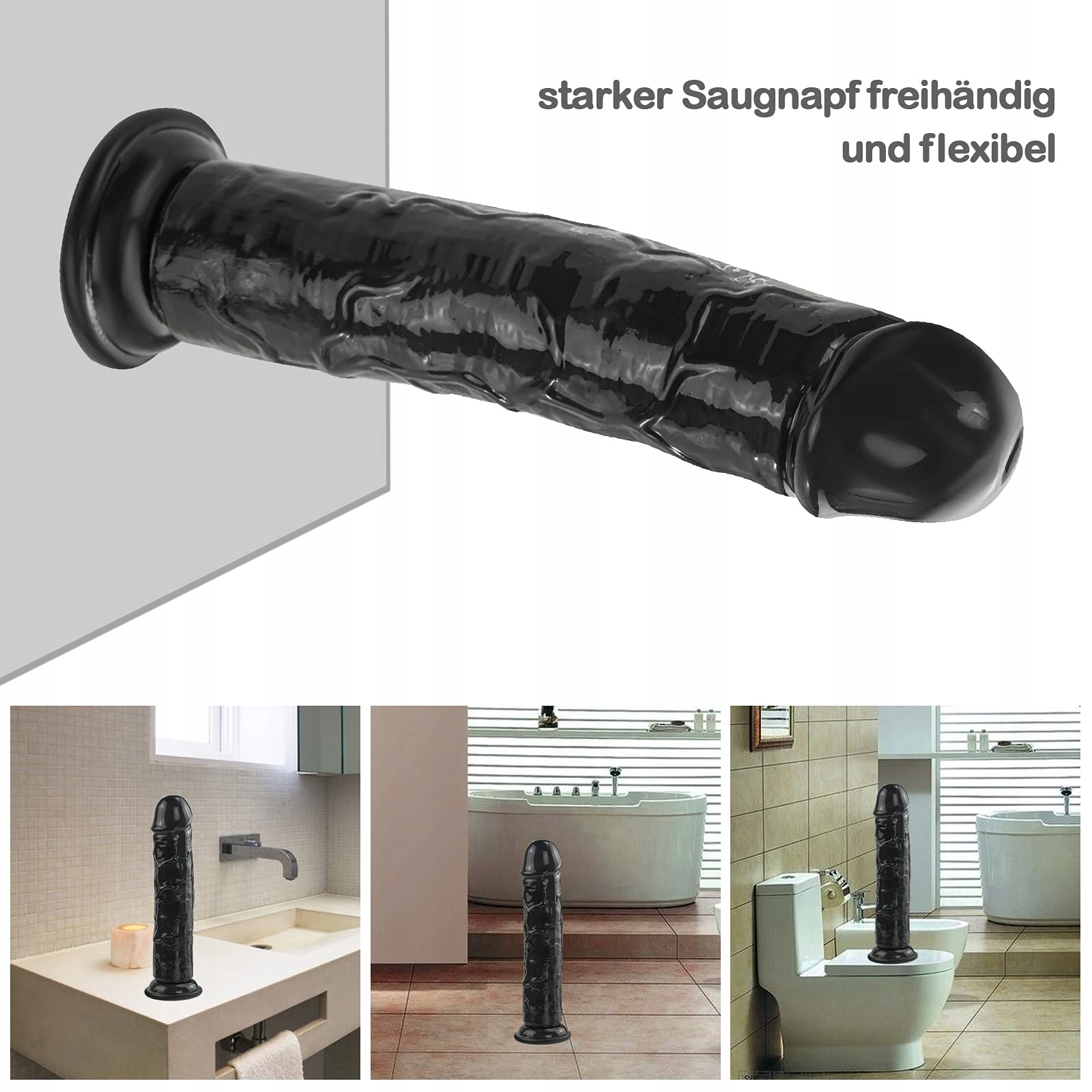REALISTISCHER Dildo 25cm Duży Elastyczny Dildo z Mocną Przyssawką — miniatura 6