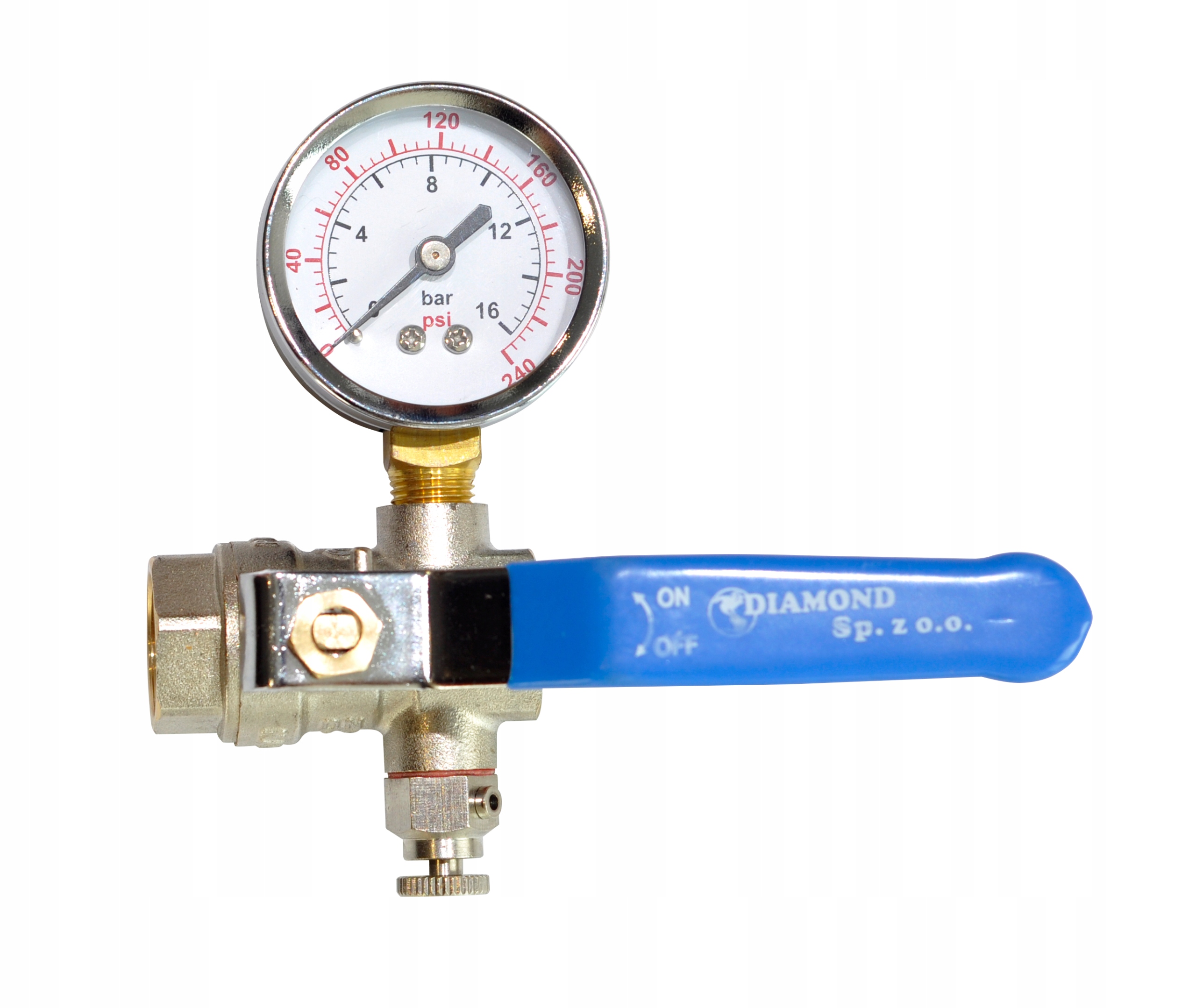 ZAWÓR KULOWY Z MANOMETREM I ODPOWIETRZNIKIEM 1/2