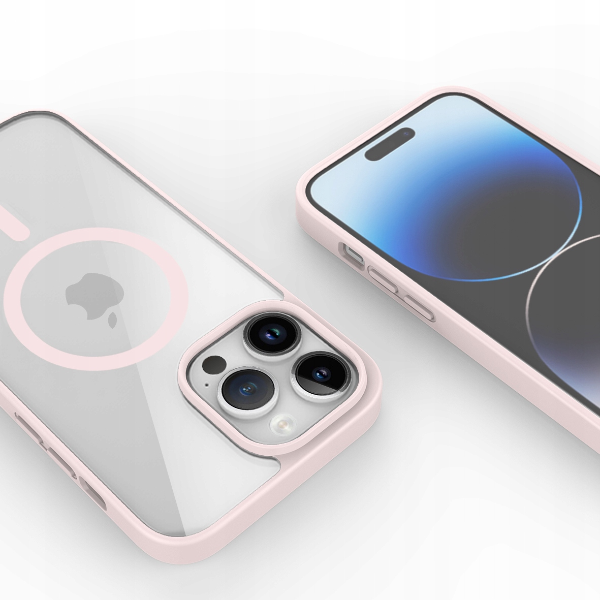 ETUI DO IPHONE 15 PRO PRZEŹROCZYSTE MAGNETYCZNE DO MAGSAFE | PINK Marka RabbitMob